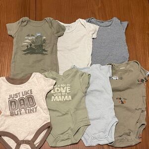 7 pieces Baby boys Bodysuits - Green, White, Blue, Brown